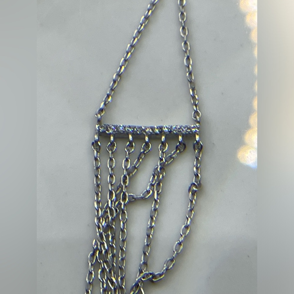 Fringe Necklace - Sterling Silver Long Tie Necklace - Picture 16 of 16